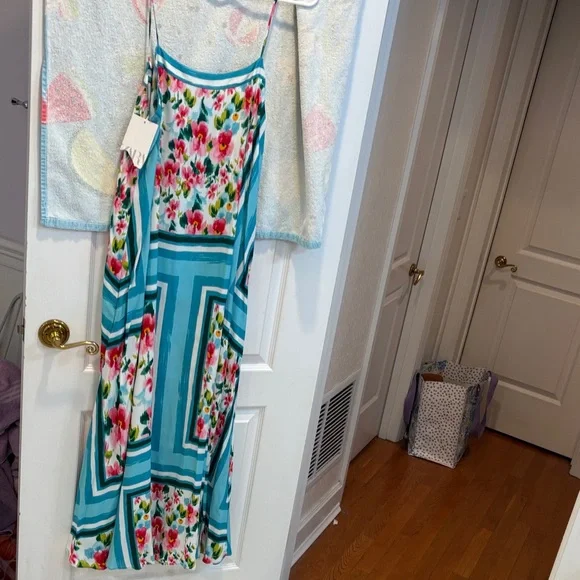 NWT Zara Floral Maxi Dress in Blue and Pink - Picture 6 of 8